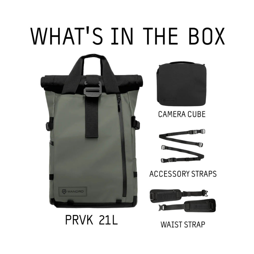 WANDRD PRVKE 21L Weather-Resistant Backpack (Wasatch Green, Photography Bundle)