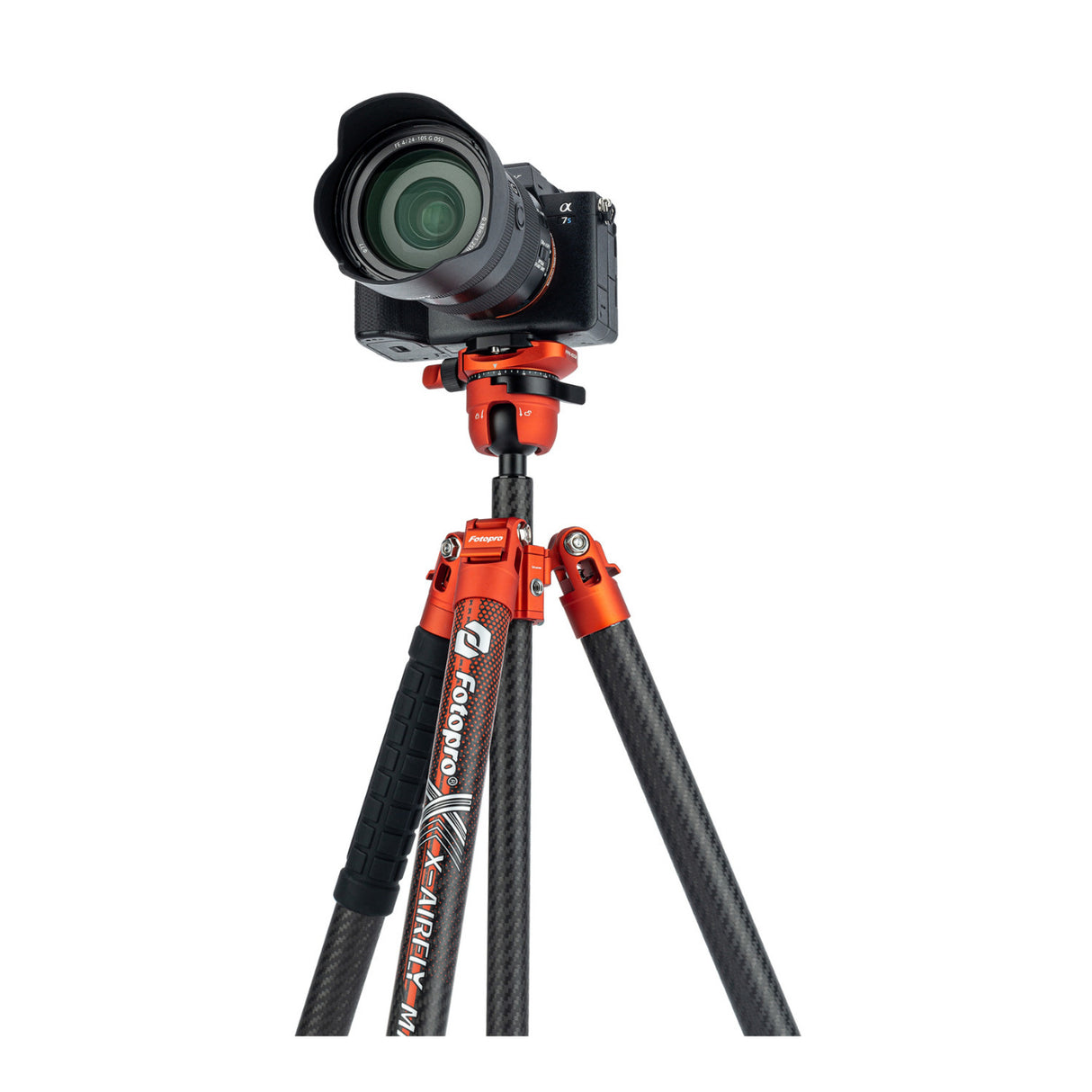 Fotopro X-Airfly Max Tripod with Detachable Monopod and Phone Holder (Orange)
