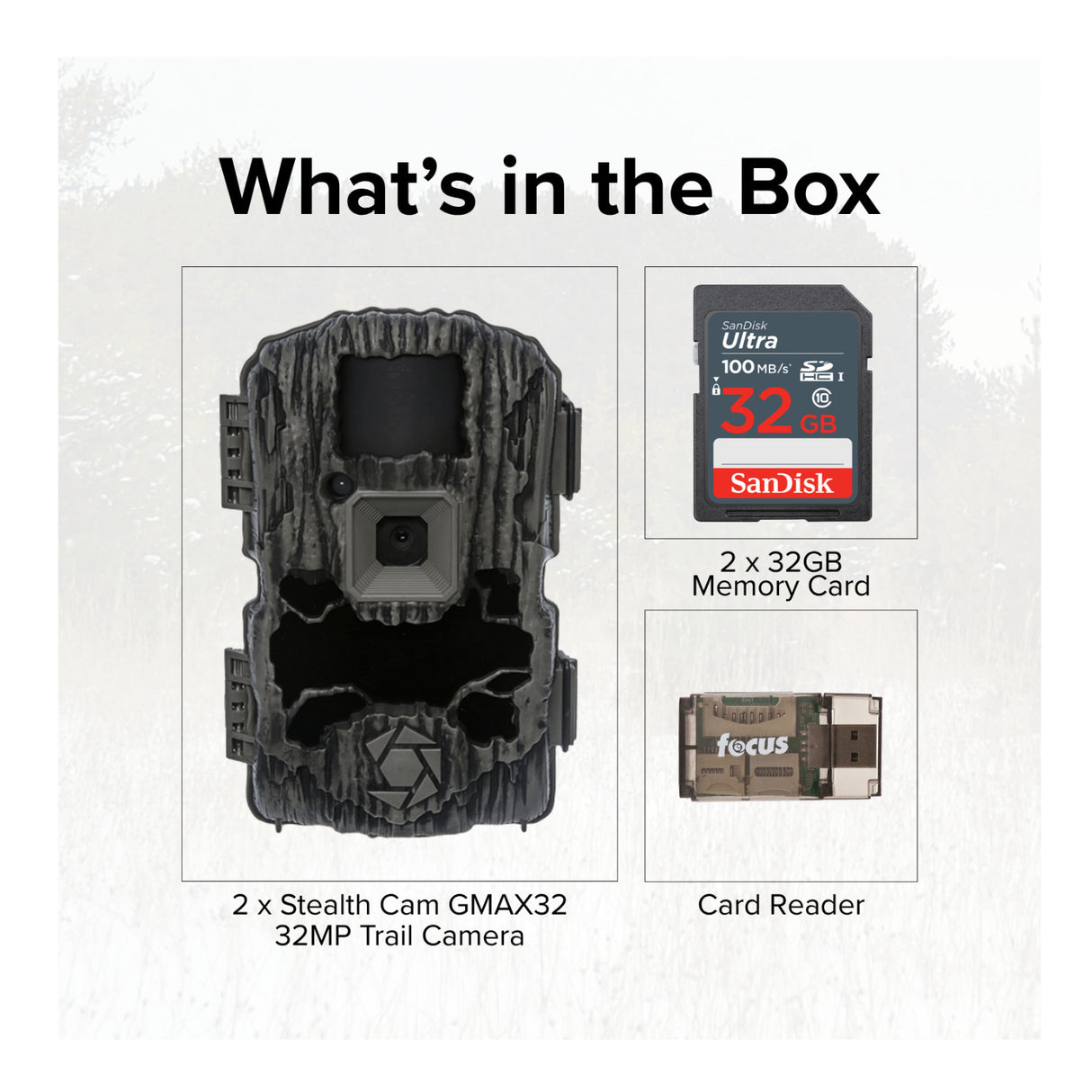 Stealth Cam GMAX32 Trail Camera Bundle (2-Pack) 32MP 1080p Infrared LED Bundle