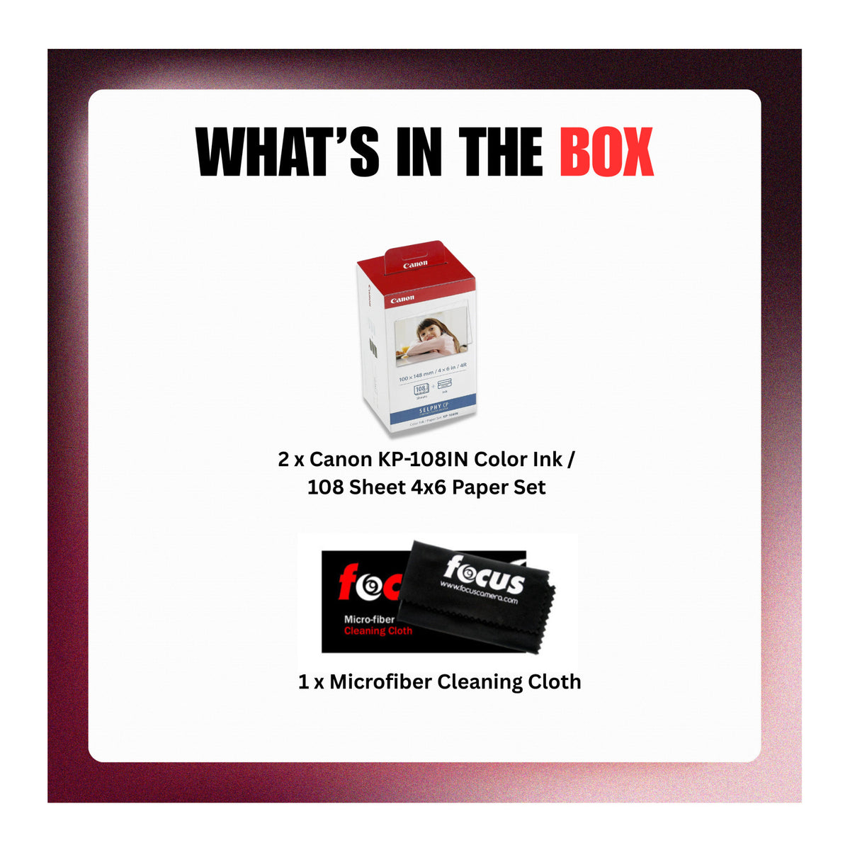 Canon KP-108IN Color Ink 108 Sheet 4x6 Paper Set (2-Pack) Bundle
