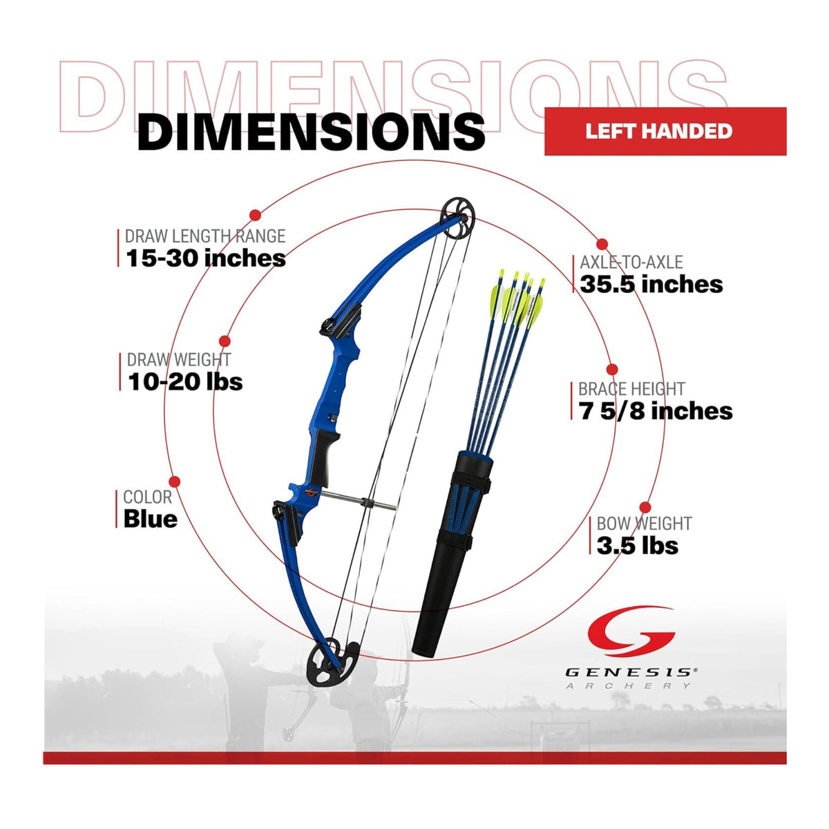 Genesis Bows Original Gen Bow Kit - Left-Hand, Zero Let-Off Design (Blue) (Open Box)