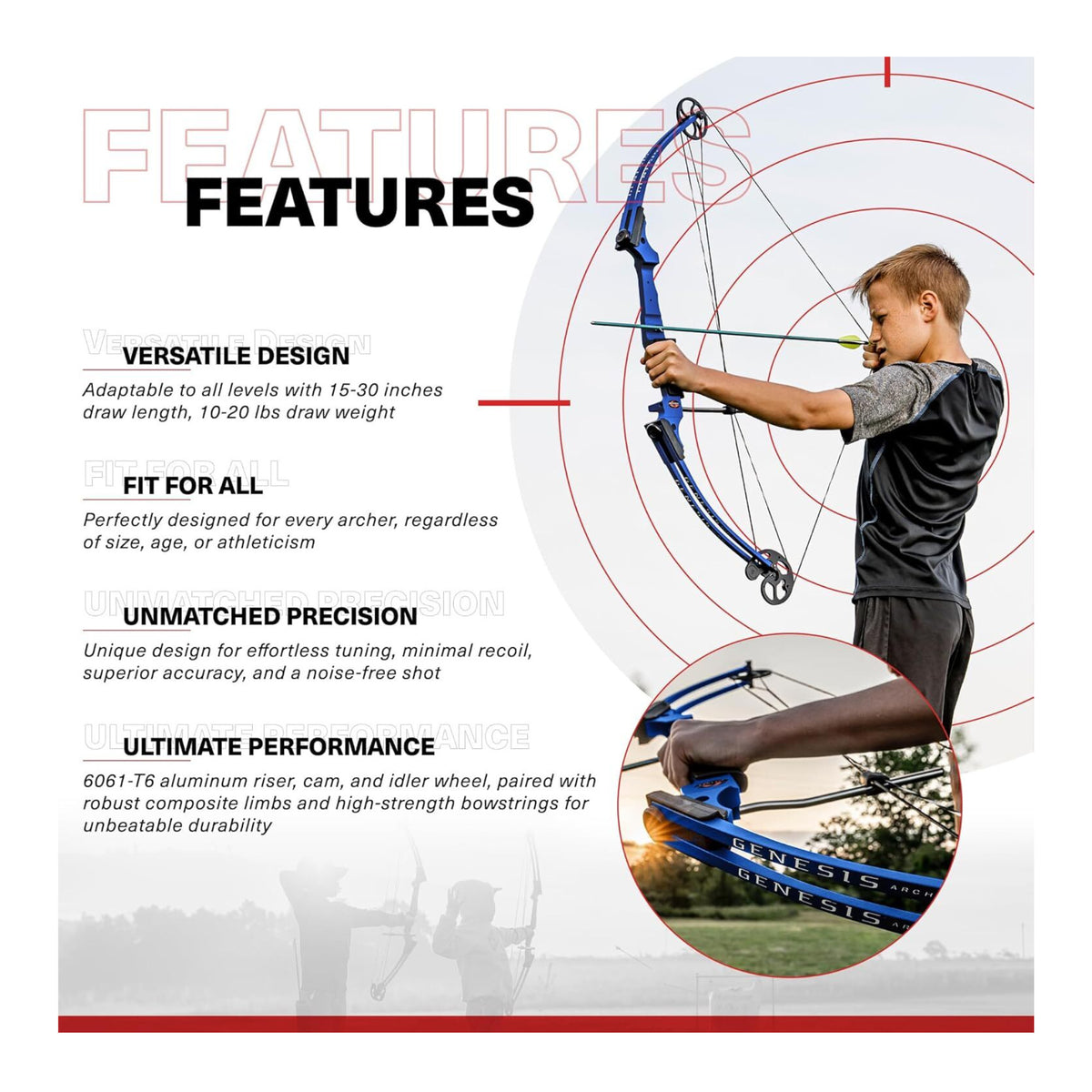 Genesis Bows Original Gen Bow Kit - Left-Hand, Zero Let-Off Design (Blue) (Open Box)