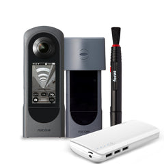 RICOH THETA X 360-Degree Camera Bundle with Lens Cap, Powerbank and Cleaning Pen
