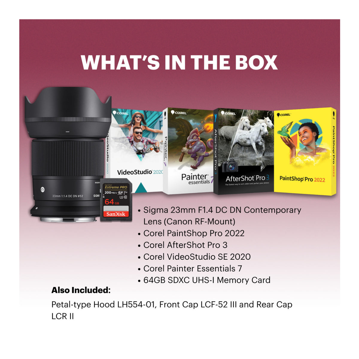Sigma 23mm F1.4 DC DN Lens (Canon RF-Mount) Bundle with 64GB Memory Card