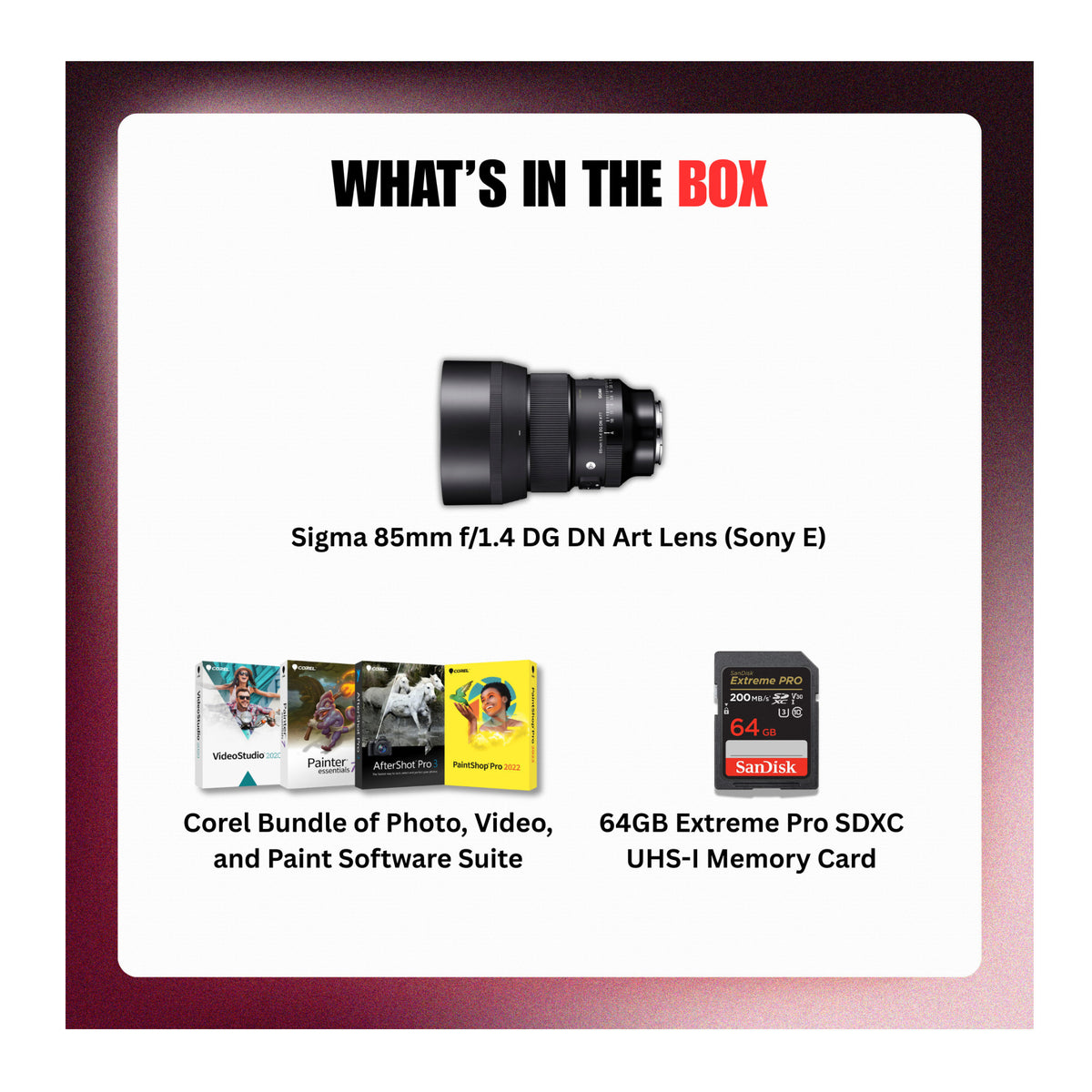 Sigma 85mm f/1.4 DG DN Art High-speed AF Lens (Sony E) Bundle
