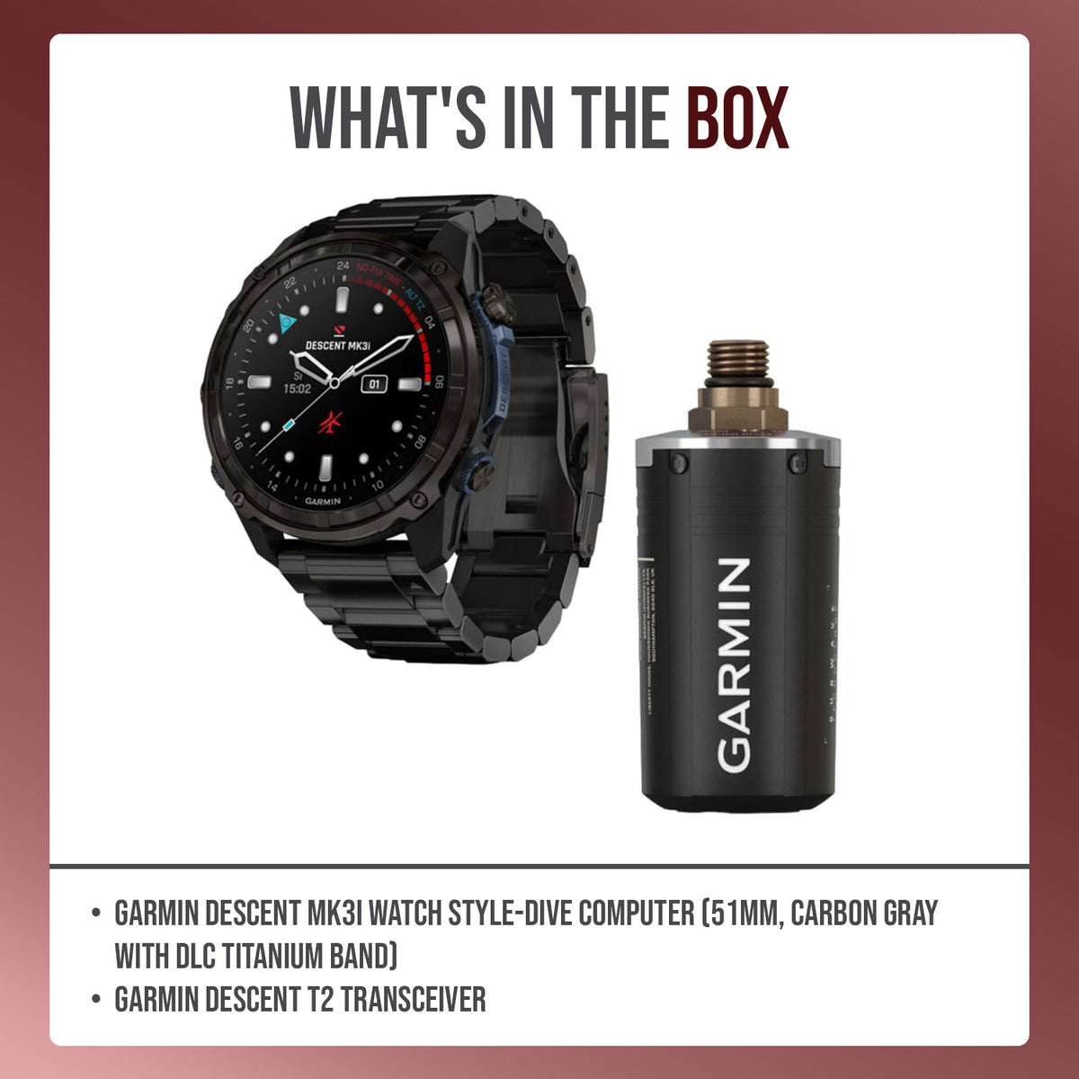 Garmin Descent Mk3i Watch Style-Dive Computer (Black, 51mm) with Transceiver