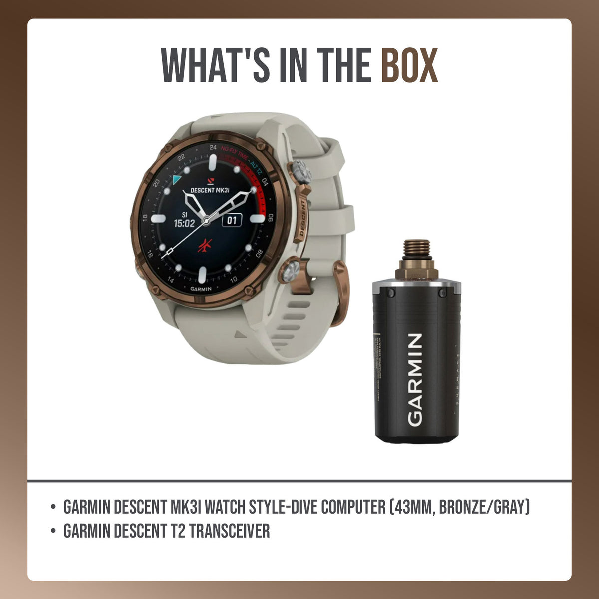 Garmin Descent Mk3i Watch Style-Dive Computer (43mm, Bronze/Gray) Bundle