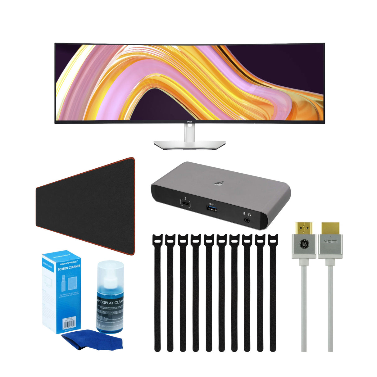 Dell UltraSharp U4924DW 49-Inch DQHD Curved Screen Edge Monitor (Black) Bundle