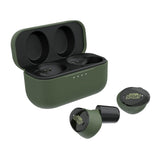 CALIBER Tactical Earbuds with True Wireless Bluetooth, 25 NRR, OD Green & Black