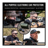 CALIBER Tactical Earbuds with True Wireless Bluetooth, 25 NRR, OD Green & Black