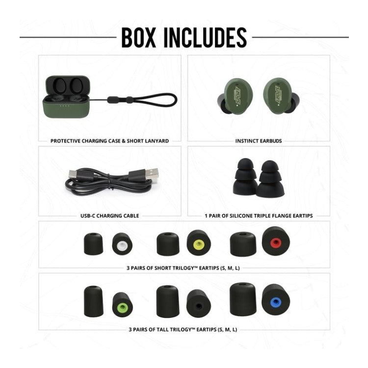 INSTINCT True Wireless Tactical Electronic Earbuds, 25 NRR, OD Green