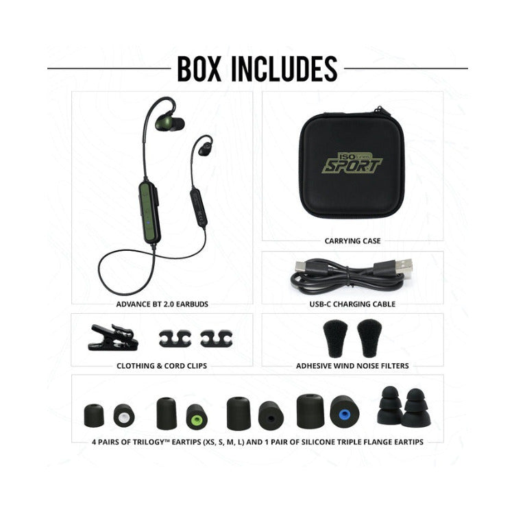 ADVANCE BT 2.0 Tactical Earbuds with Bluetooth, 26 NRR, OD Green & Black