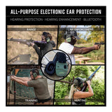 DEFY Slim BT Electronic Earmuffs with Bluetooth, 21 NRR, OD Green (Open Box)
