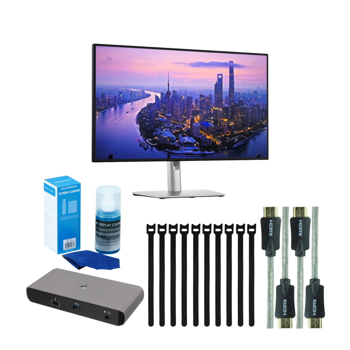 Dell UltraSharp U2725QE 27-Inch 4K UHD IPS Black Monitor with Accessories Bundle