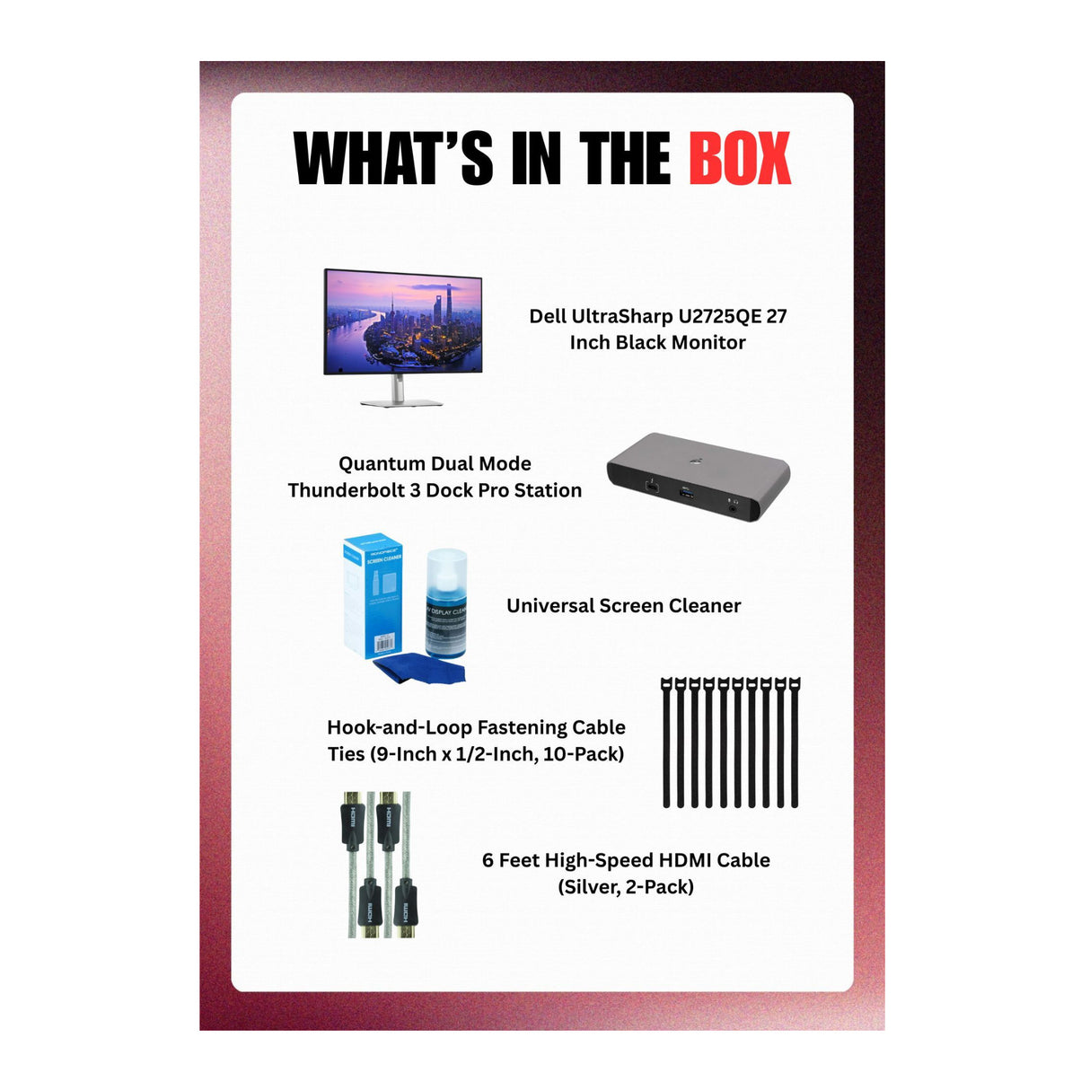 Dell UltraSharp U2725QE 27-Inch 4K UHD IPS Black Monitor with Accessories Bundle