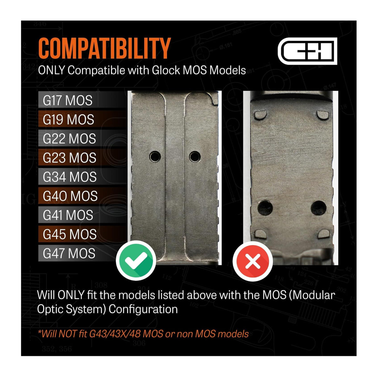 C+H Precision Optics Adapter Plate for Glock MOS - Compatible with Aimpoint Acro
