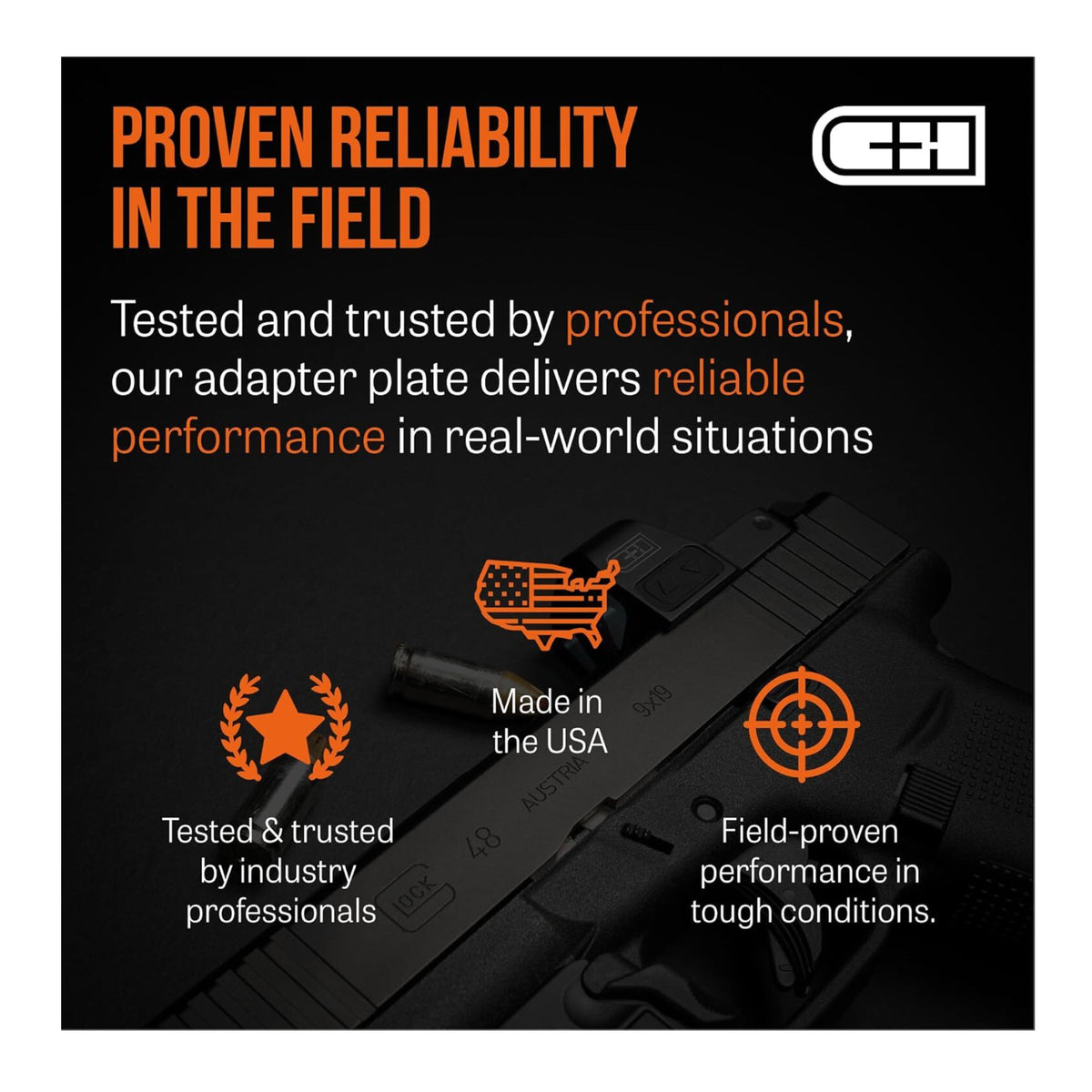C+H Precision Optic Adapter Plate Compatible with Glock 17 19 MOS to Holosun EPS