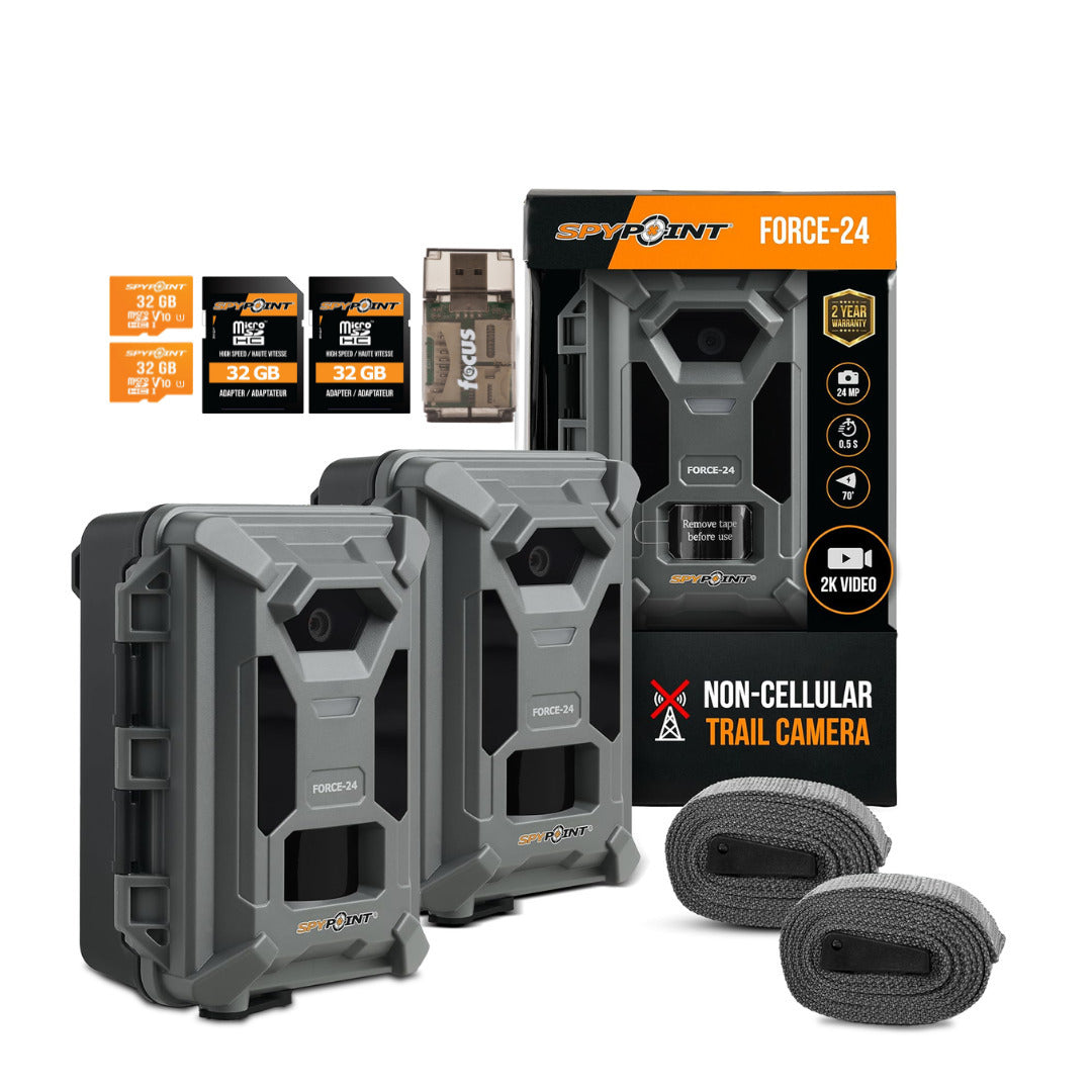 Spypoint Force-24 Trail Camera 24MP 2K Video Sound Recording (Twin Pack) Bundle