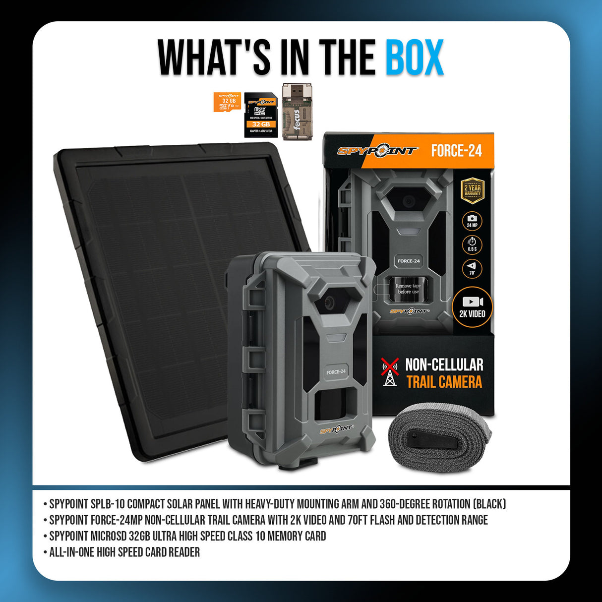 Spypoint Force-24MP Non-Cellular Trail Camera Bundle with Accessories