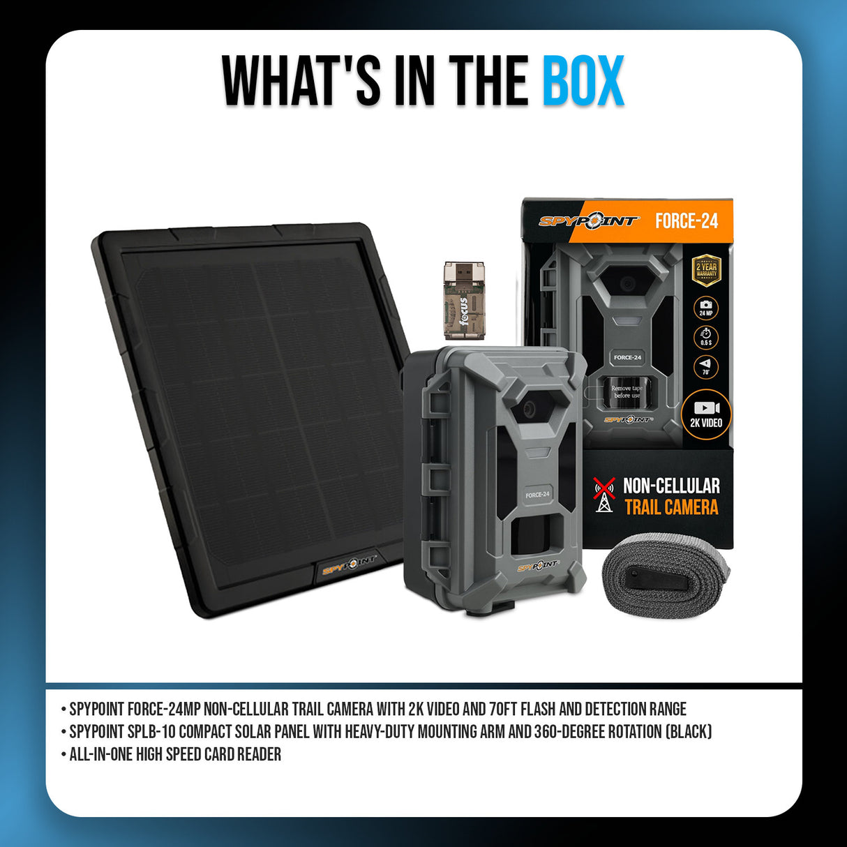 Spypoint Force-24MP Non-Cellular Trail Camera Bundle with Accessories