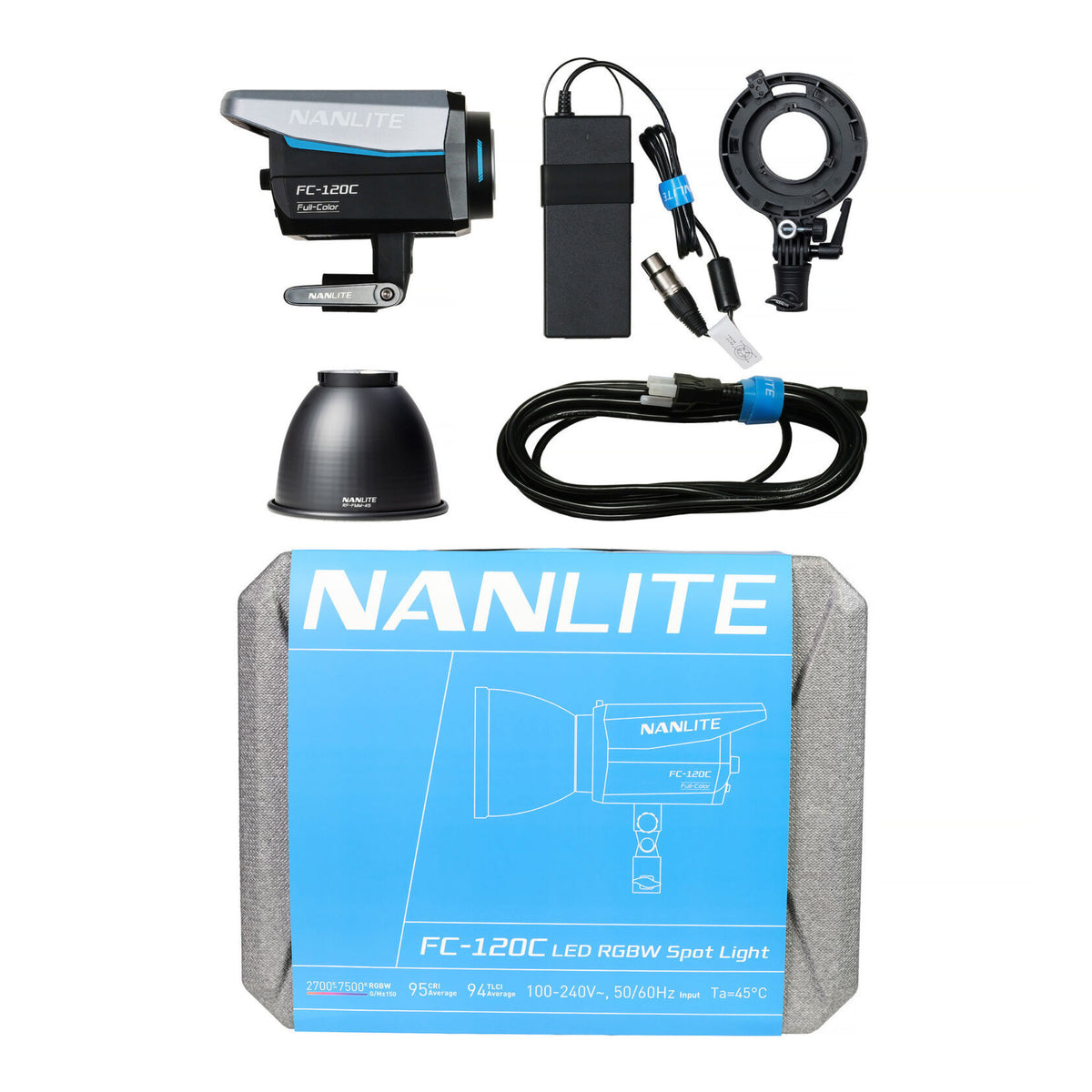 Nanlite FC120C RGB LED Spotlight - 120W Full-Color RGBW with App Control (Open Box)