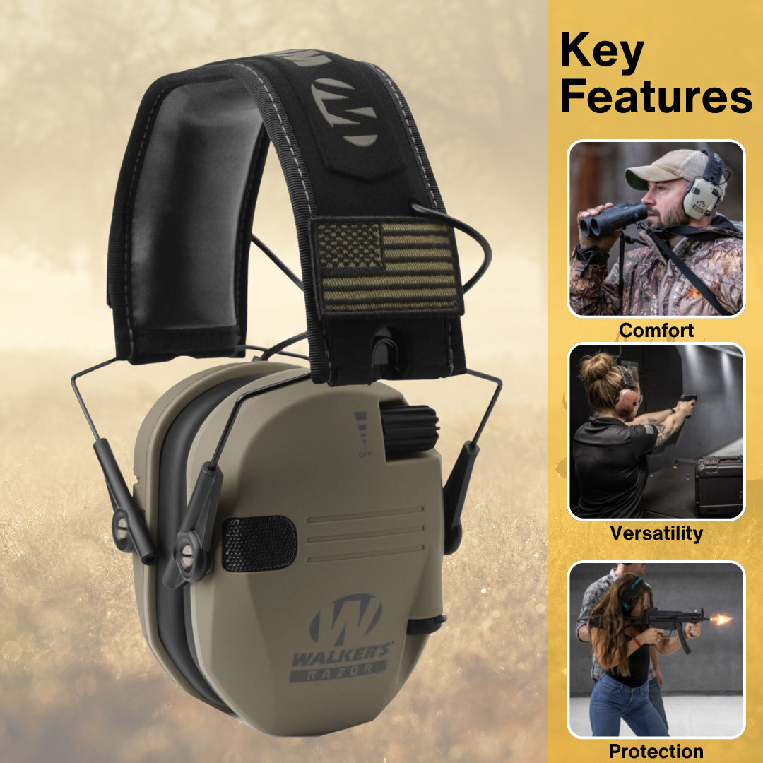 Walkers Razor Digital Ear Muffs (FDE Patriot Version) Bundle