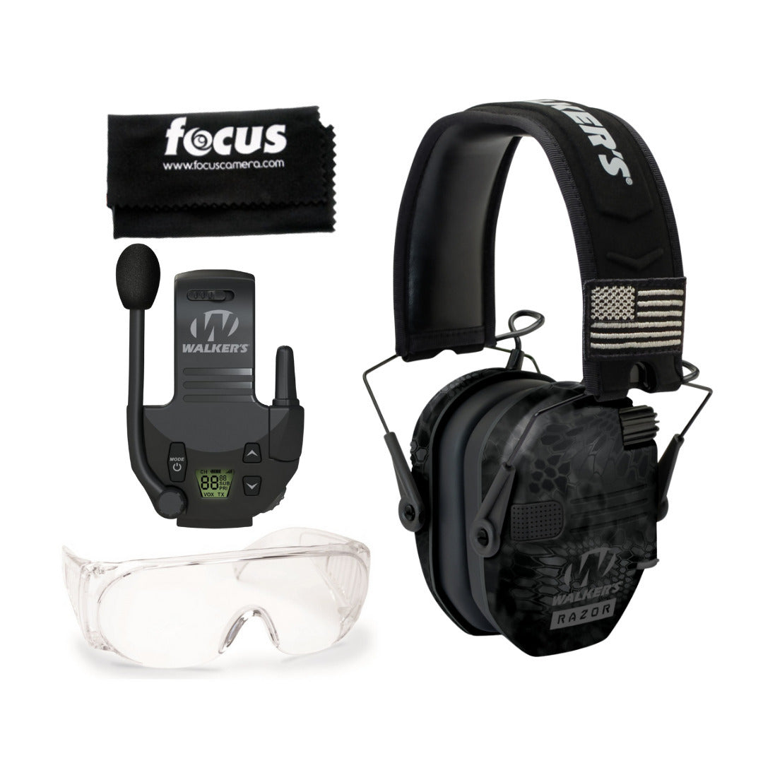 Walkers Razor Patriot Electronic Ear Muffs (Kryptek Camo) Bundle
