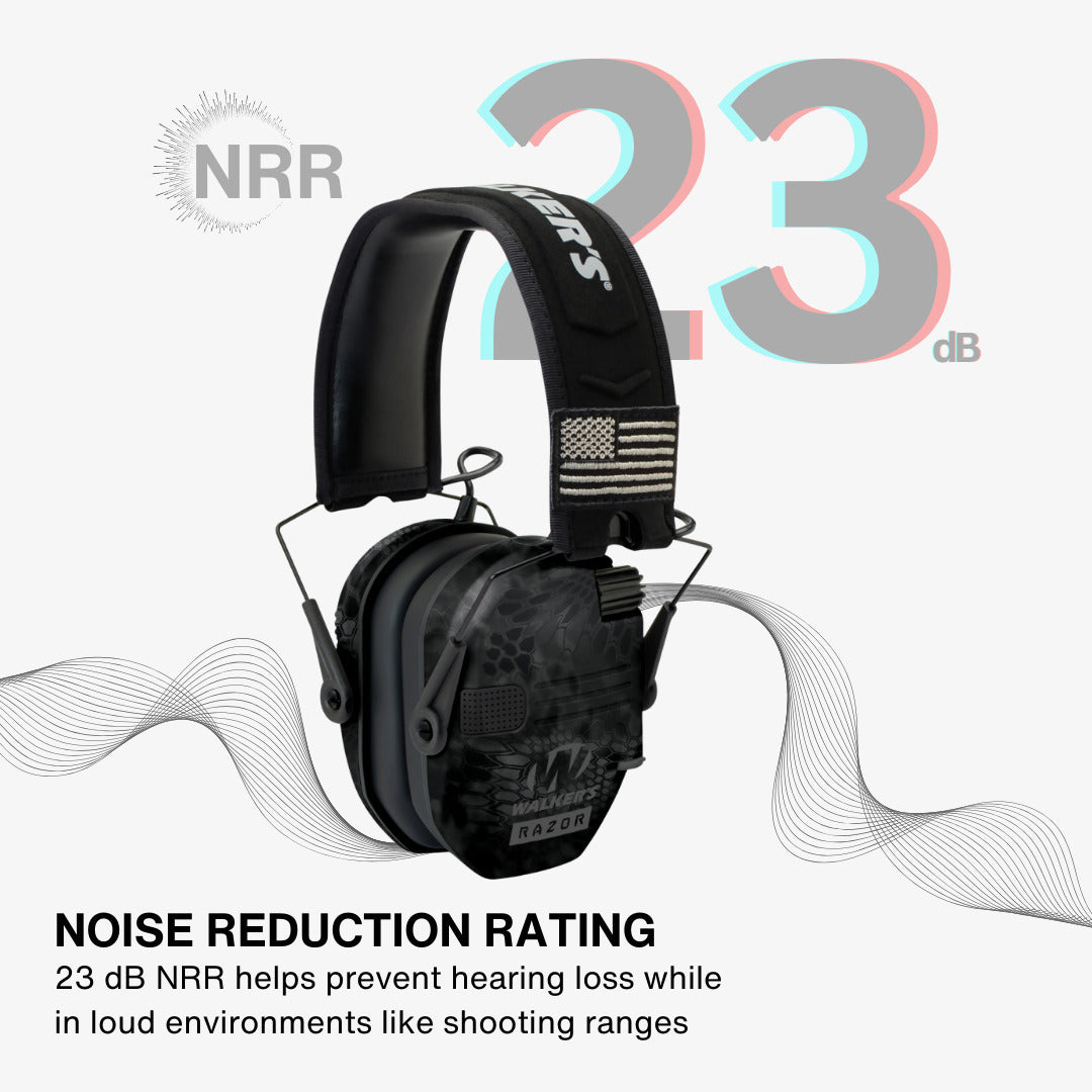Walkers Razor Patriot Electronic Ear Muffs (Kryptek Camo) Bundle