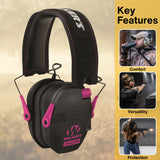 Walkers Razor Slim Electronic Ear Muffs (Black/Pink) Bundle