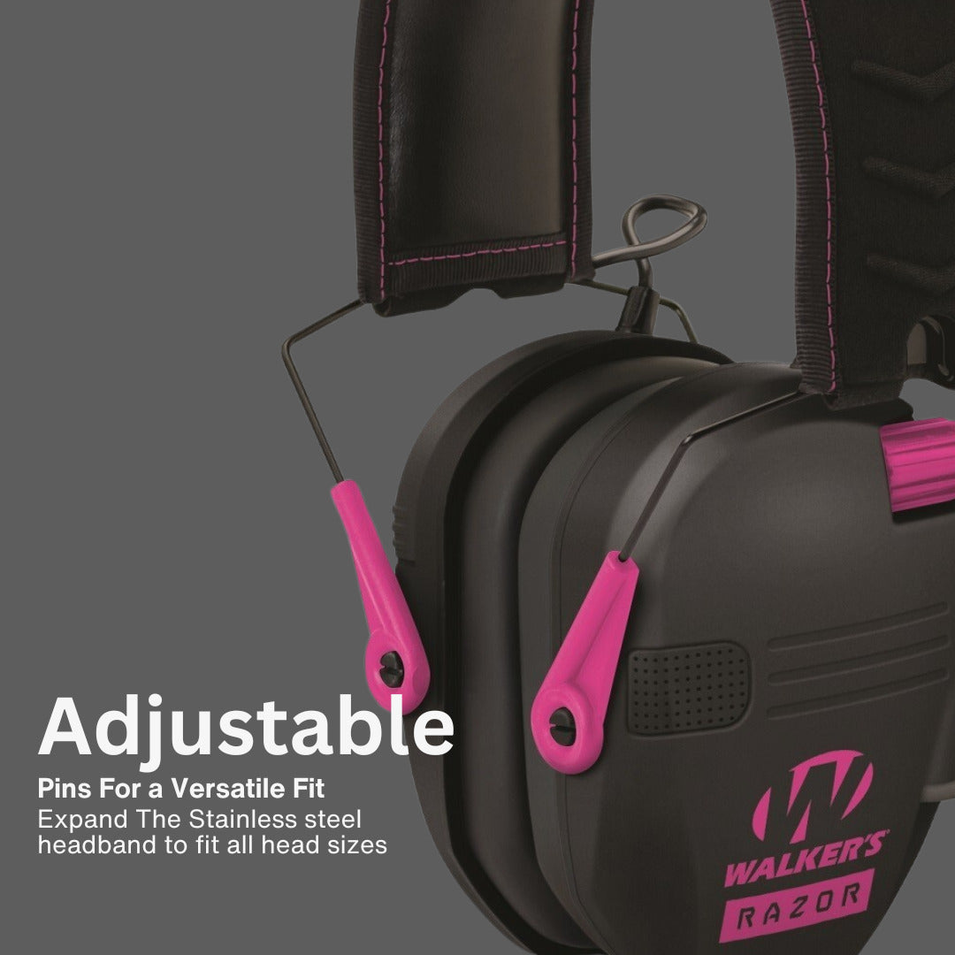 Walkers Razor Slim Electronic Ear Muffs (Black/Pink) Bundle