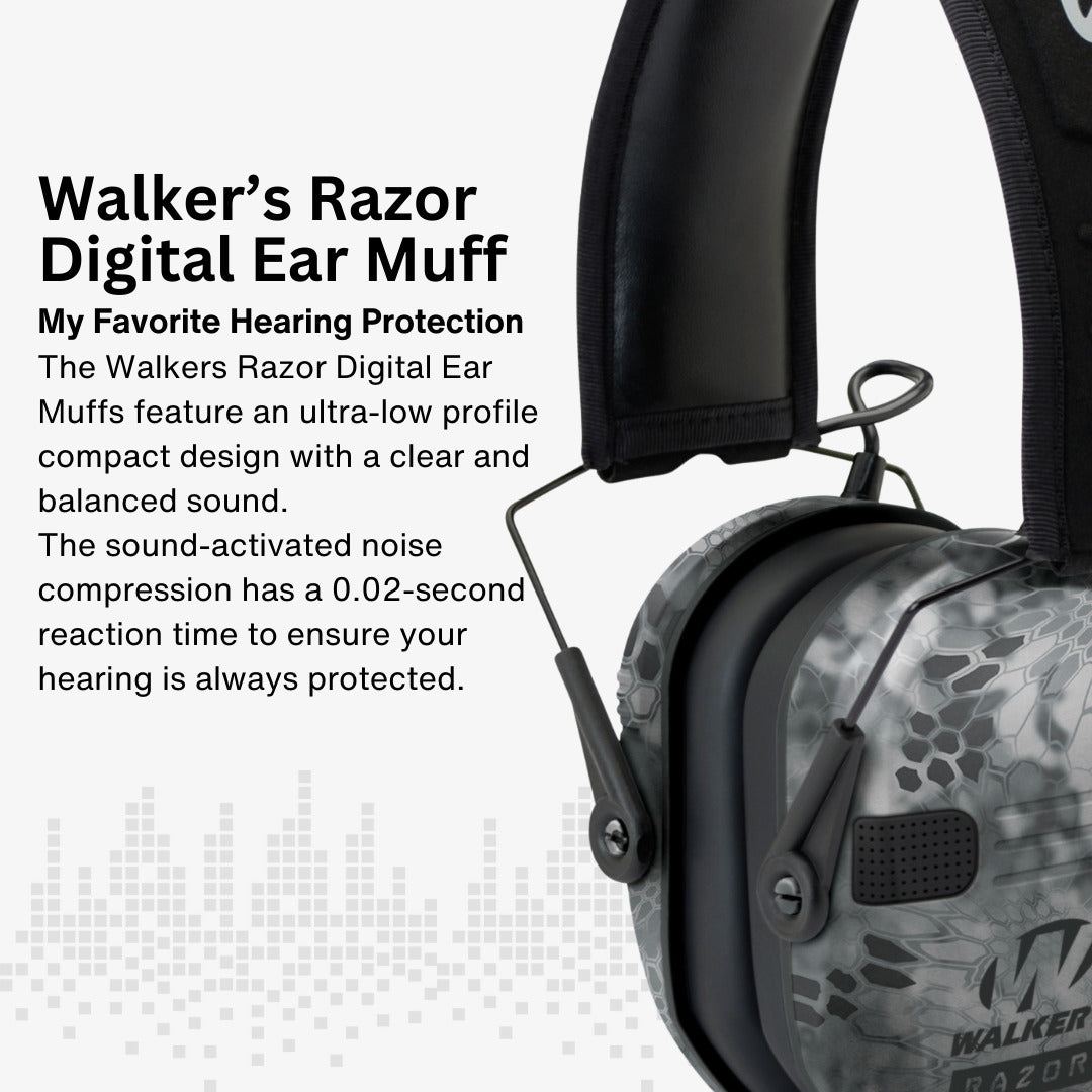 Walkers Razor Digital Ear Muffs (Raid Kryptek) Bundle with Accessories