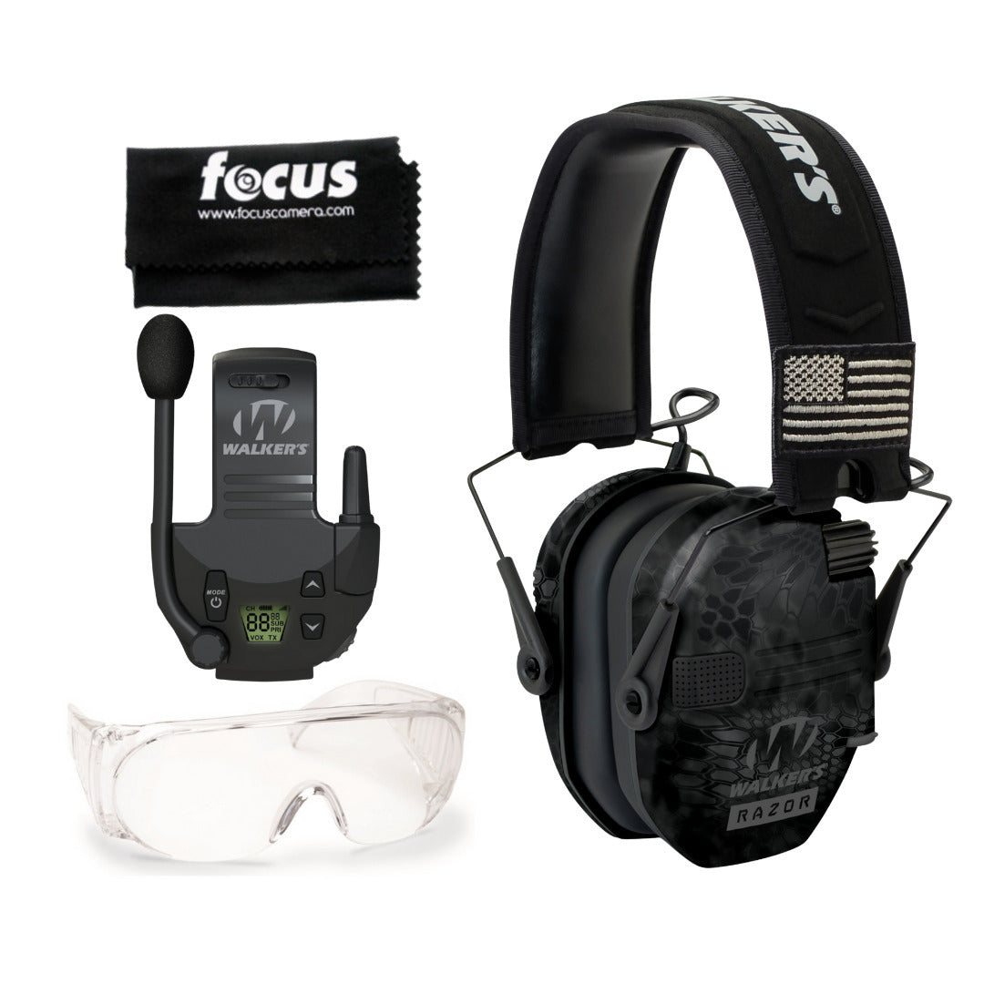 Walkers Razor Walkie Talkie Bundle with Ear Muffs and Accessories