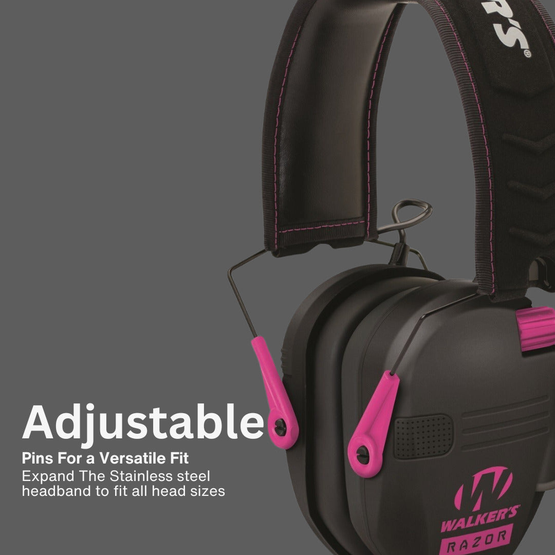 Walker's Razor Digital Ear Muffs (Black/Pink) with Accessories Bundle