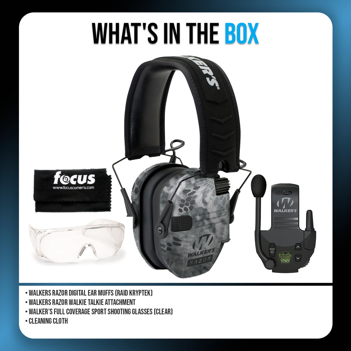 Walker's Razor Digital Ear Muffs (Raid Kryptek) Bundle with Accessories