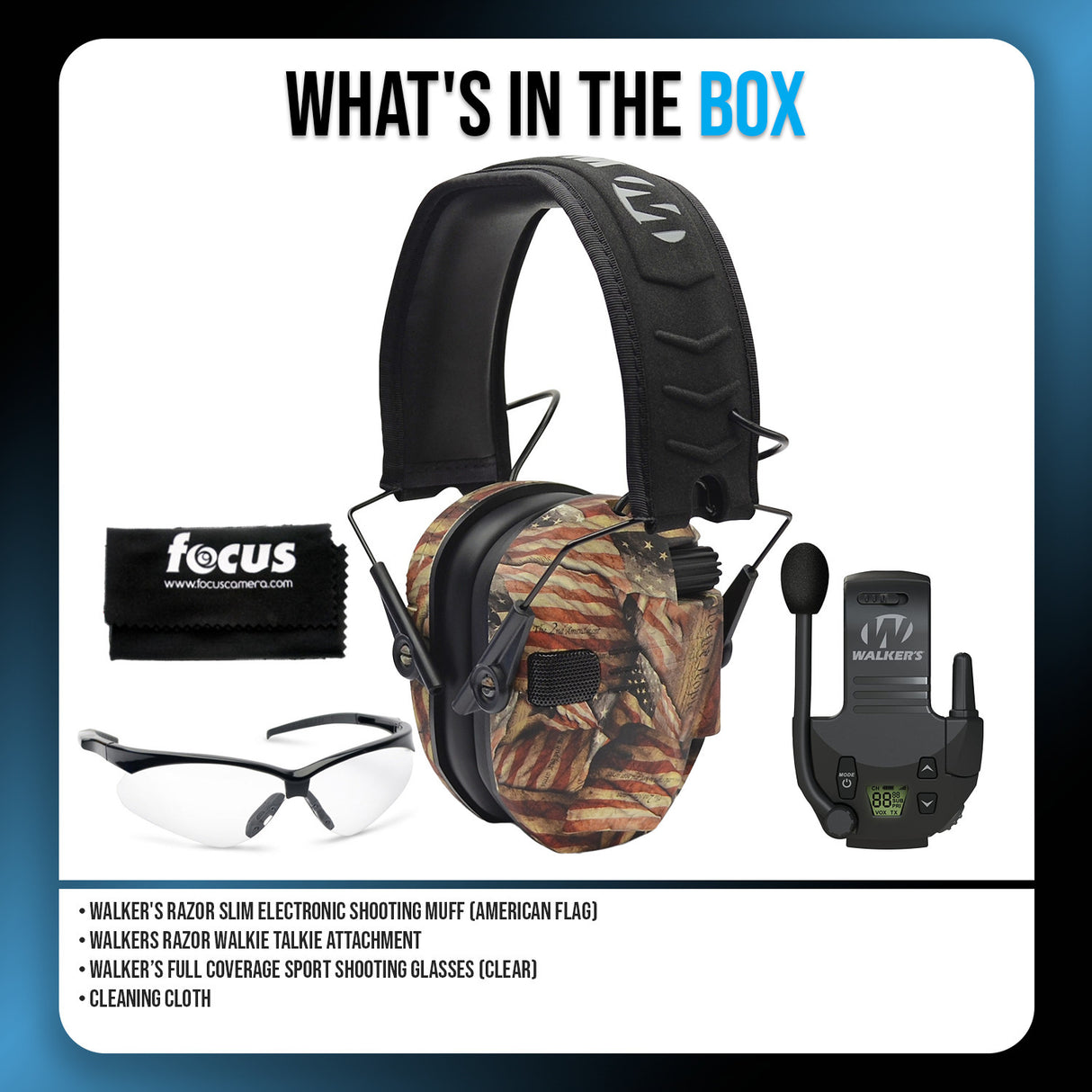 Walkers Razor Walkie Talkie Bundle with Ear Muffs and Accessories