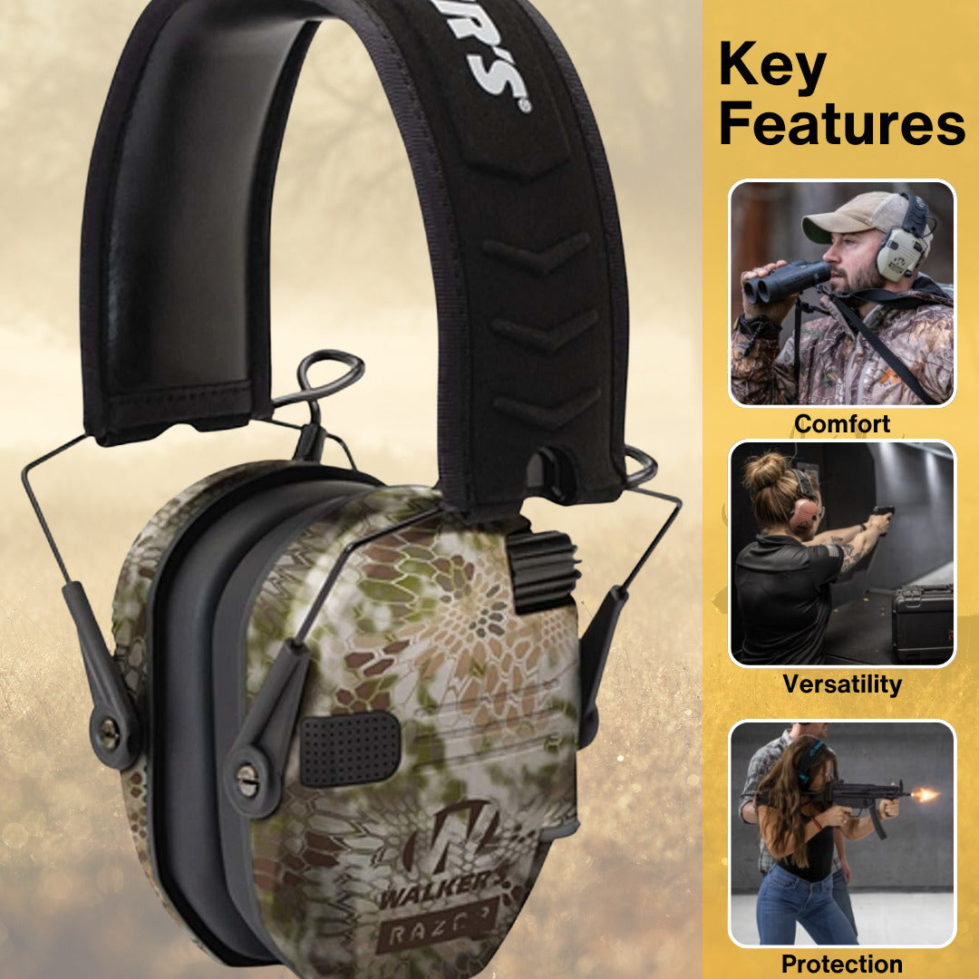 Walkers Razor Slim Electronic Ear Muffs (Kryptek Camo) Bundle