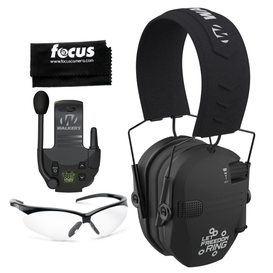 Walker's Razor Walkie Talkie Bundle with Ear Muffs and Accessories