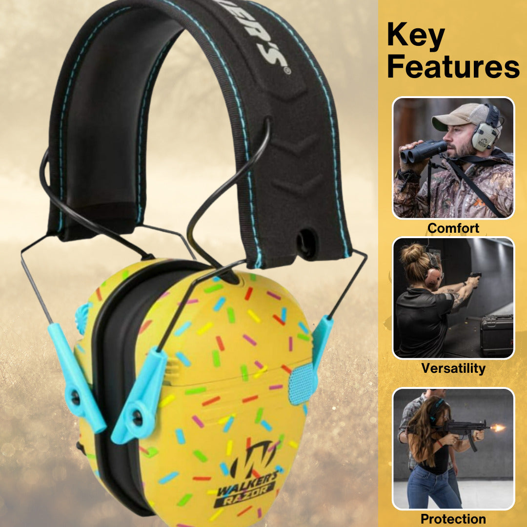 Walker's Razor Slim Electronic Muff (Gold, 2-Pack) Bundle with Accessories