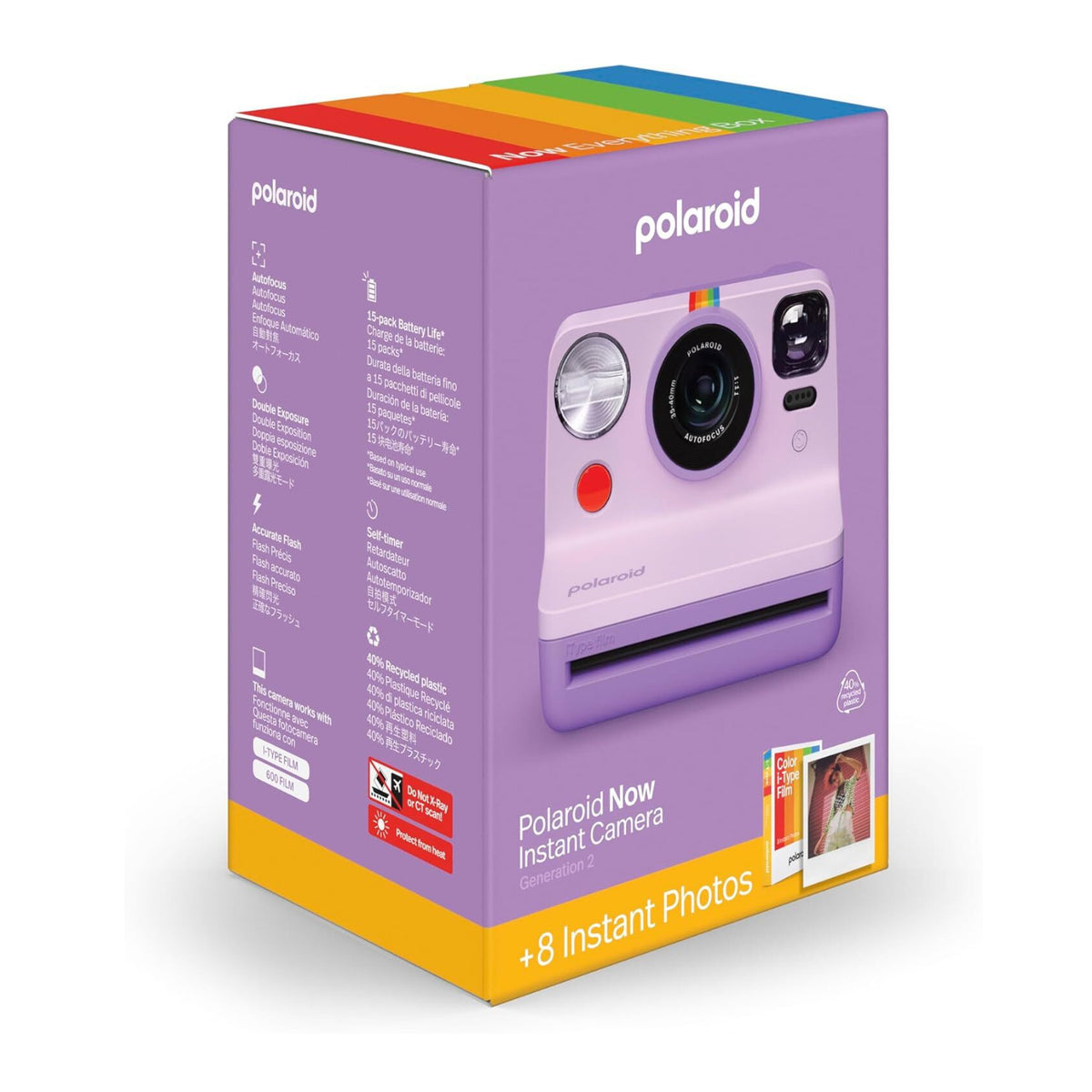 Polaroid Now Generation 2 Instant Camera with I-Type Film Bundle (Purple)