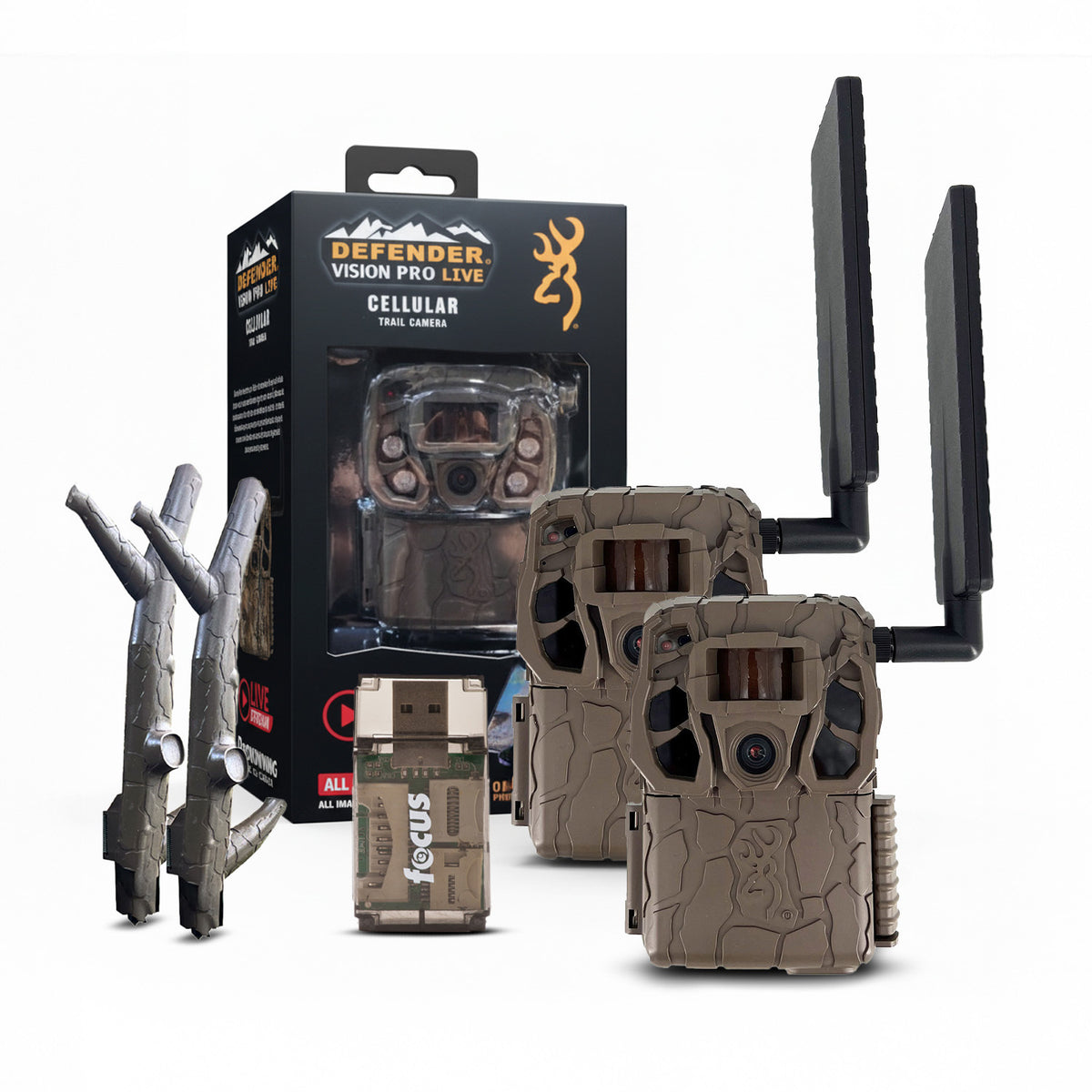 Browning Defender Vision Pro HD Trail Camera Cellular and Boosted (2 Pack)