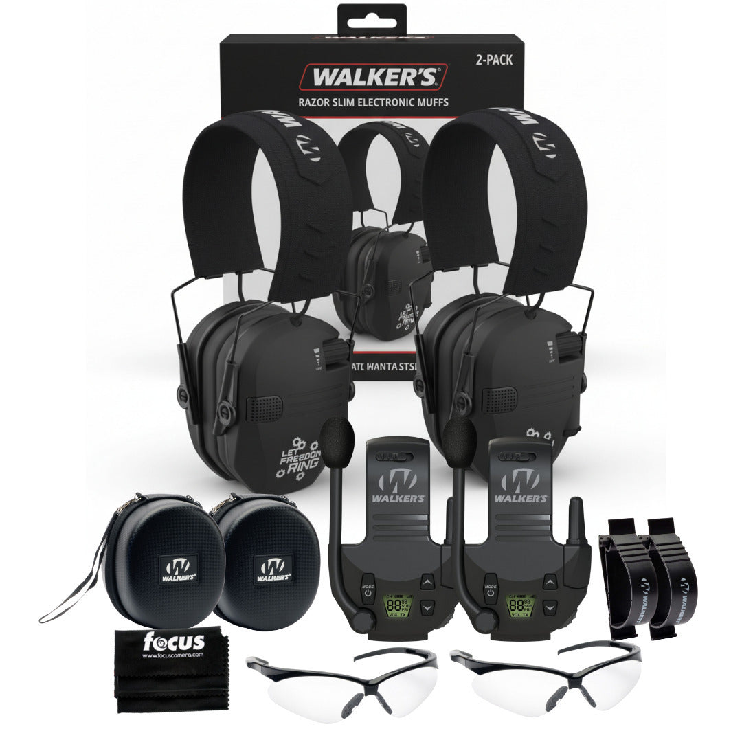 Walker's Razor Walkie Talkie with Ear Muff (Let Freedom Ring) and Accessories