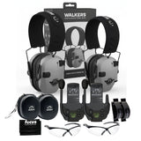Walker's Razor Slim Electronic Muff  (Gray, 2-Pack) Bundle with Accessories