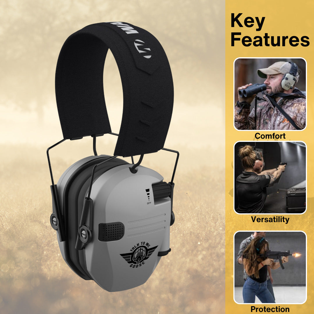 Walker's Razor Slim Electronic Muff  (Gray, 2-Pack) Bundle with Accessories