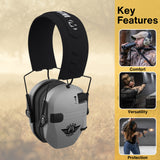 Walker's Razor Slim Electronic Muff  (Gray, 2-Pack) Bundle with Accessories