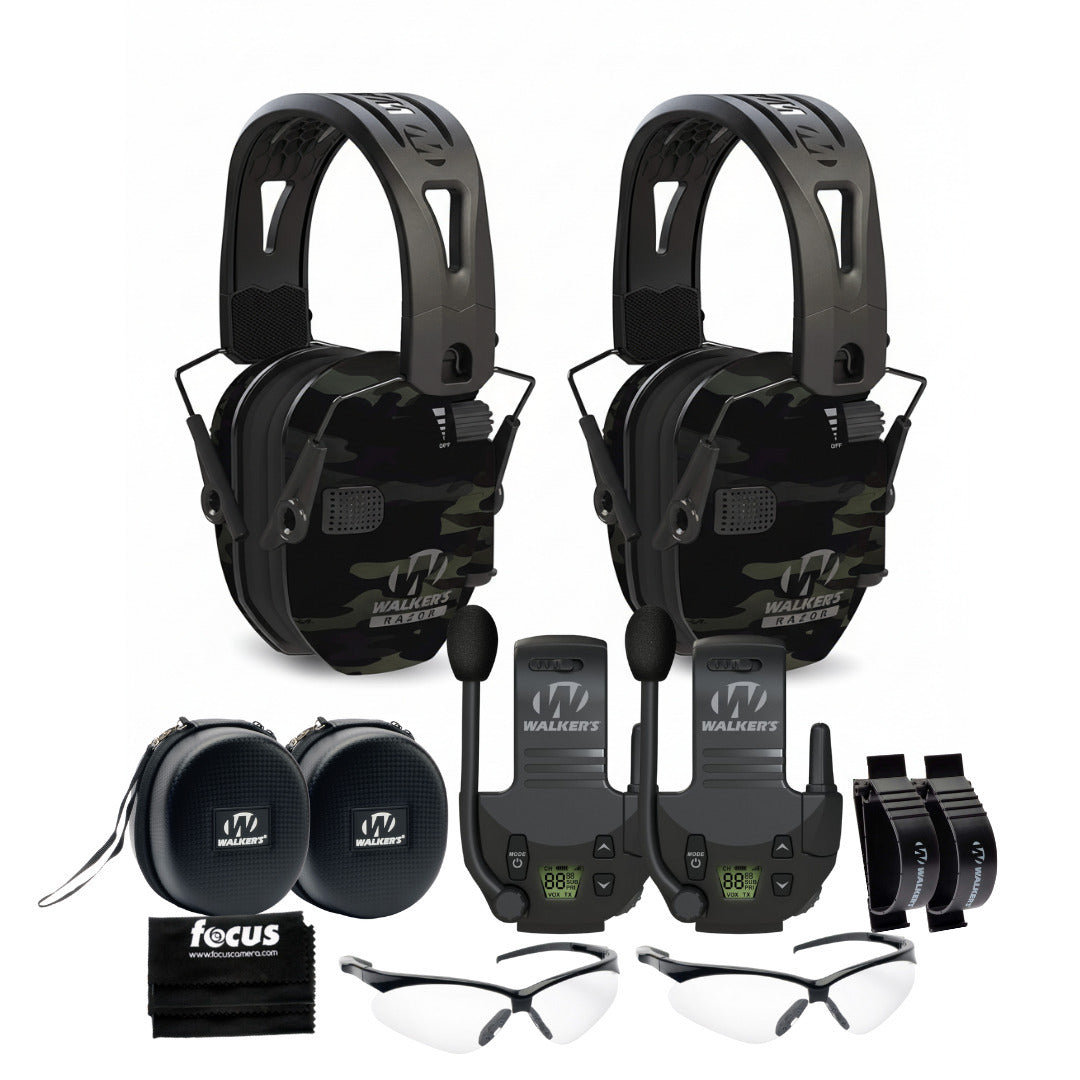 Walker's Razor Slim Electronic Muff (Multicam Gray Camo, 2-Pack) Bundle