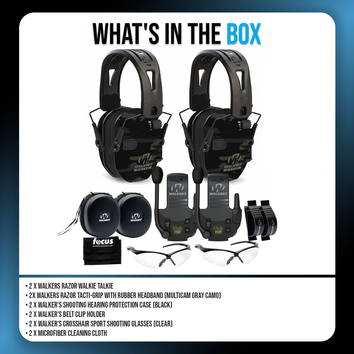 Walker's Razor Slim Electronic Muff (Multicam Gray Camo, 2-Pack) Bundle