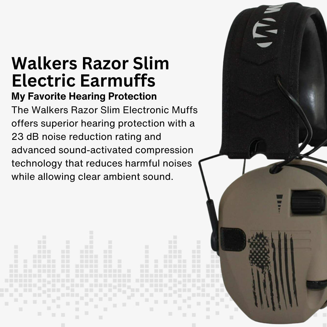 Walker's Razor Walkie Talkie Bundle with Ear Muff (US Flag-FDE) and Accessories