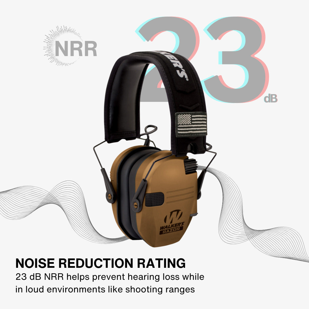 Walkers Razor Walkie Talkie Bundle with Ear Muff (Battle Brown) and Accessories