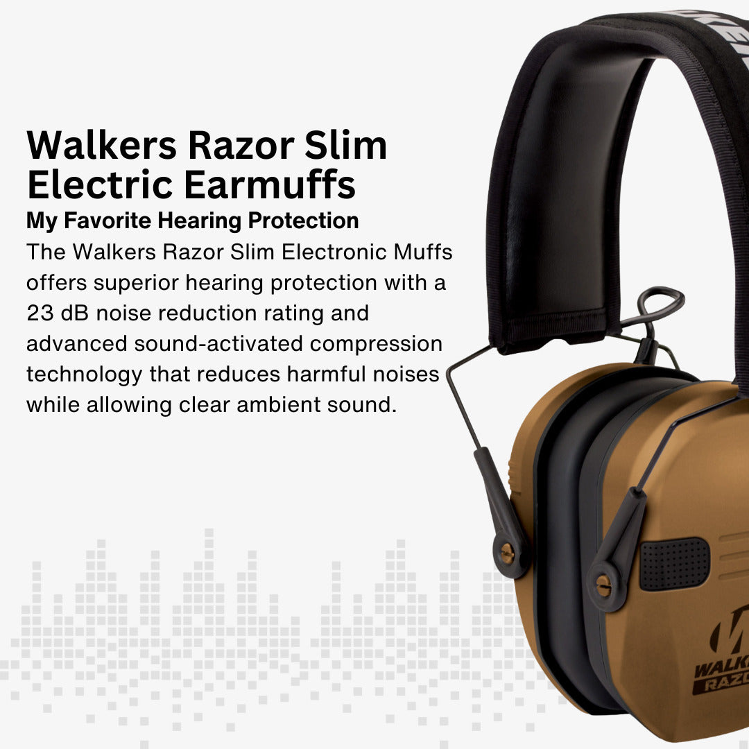 Walkers Razor Walkie Talkie Bundle with Ear Muff (Battle Brown) and Accessories