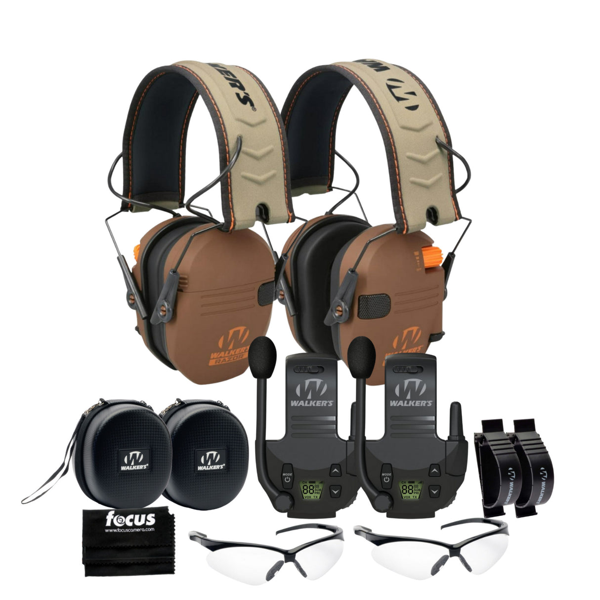 Walkers Razor Walkie Talkie Bundle with Ear Muff (Wetlands LTD) and Accessories